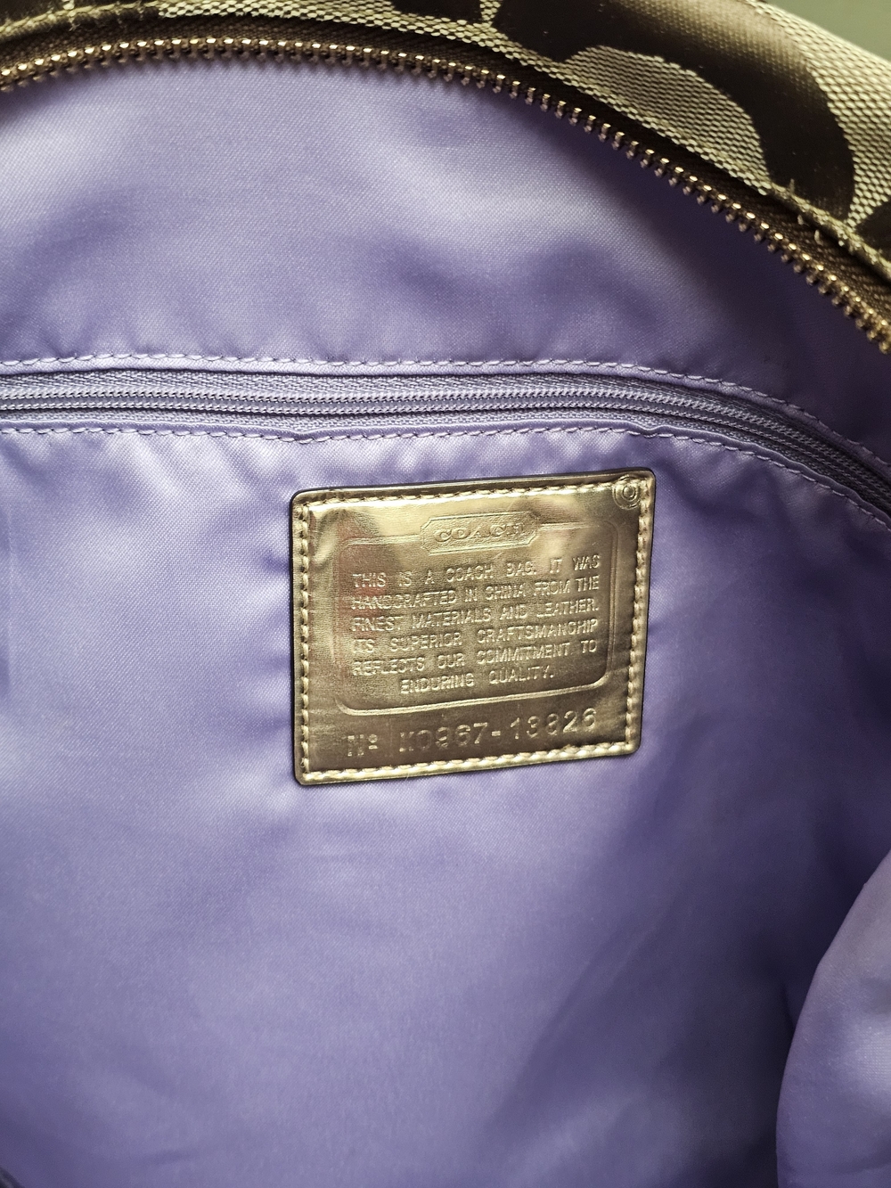 Coach Poppy Glam Op Art Signature Jacquard Canvas & Khaki Bronze Metallic Tote - Picture 14 of 15